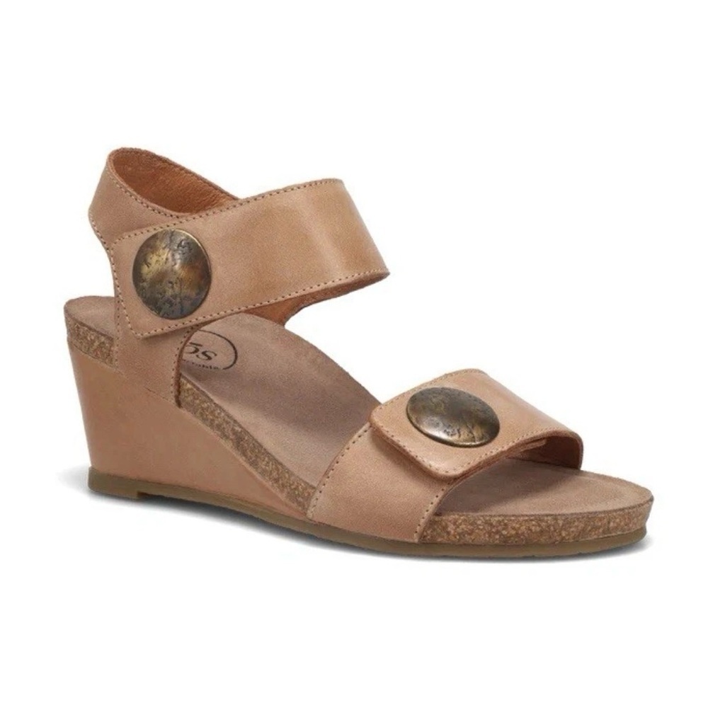 Taos Carousel 2 Wedges Slingback Sandals Tan Beige Leather Size 41 US 10,5
